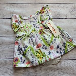 Cat & Jack Muslin Floral Dress Set Size 0-3 Months
